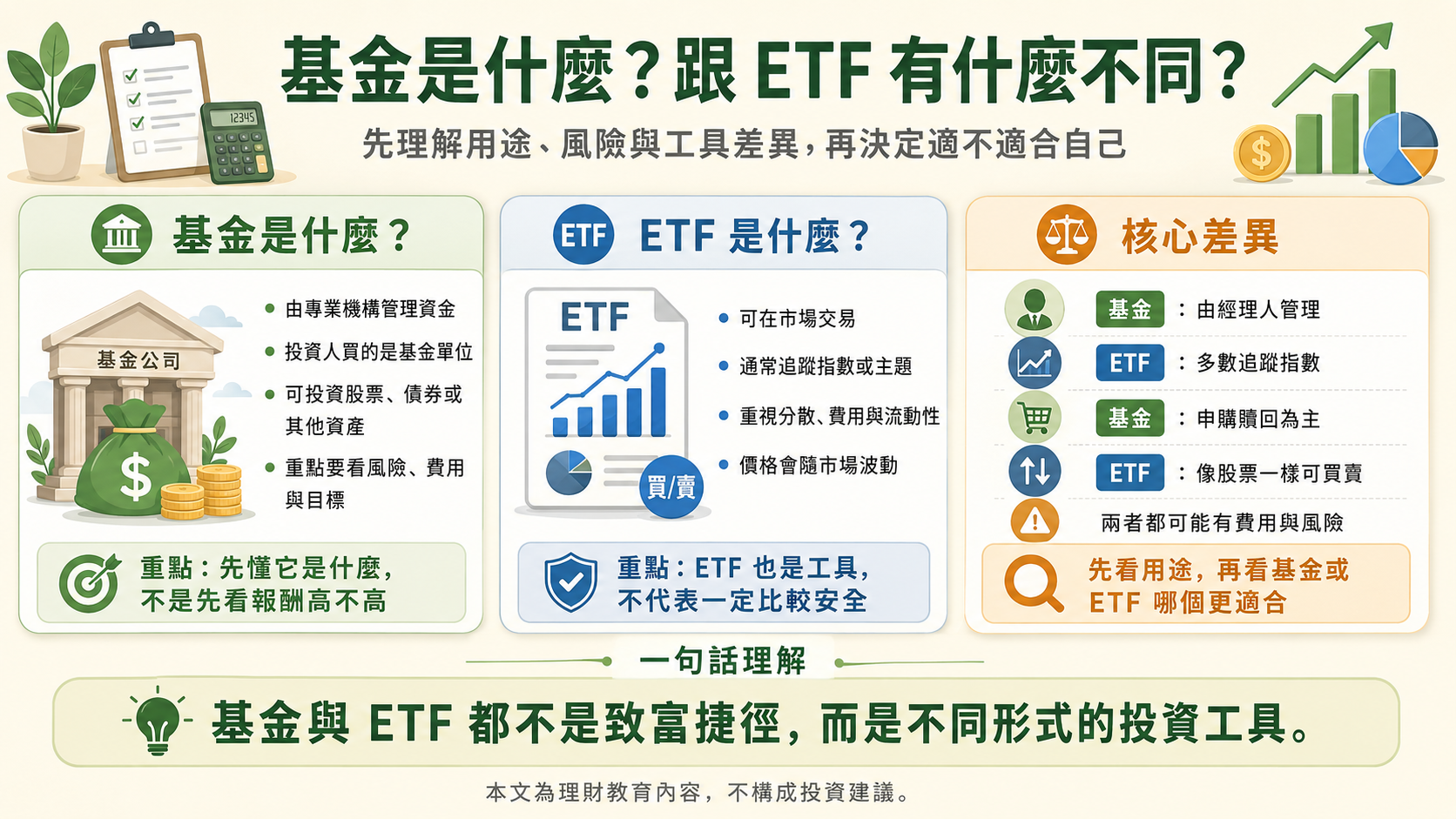 基金是什麼?跟 ETF 有什麼不同?新手投資前一定要懂的比較整理